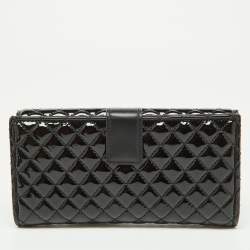 Alexander McQueen Black Patent Leather Skull Continental Wallet