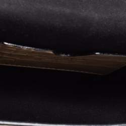 Pre Owned Alexander McQueen Beige Croc Embossed Leather Small Skull Shoulder Bag