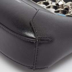 Pre Owned Alexander McQueen Black Leather Mini Jeweled Hobo
