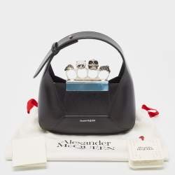 Pre Owned Alexander McQueen Black Leather Mini Jeweled Hobo