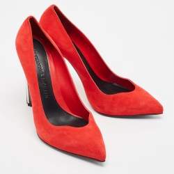 Alexander McQueen Red Suede Pointed Toe Pumps Size 39