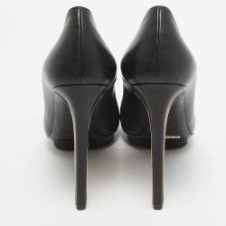 Alexander McQueen Black Leather Spikes Heel Pumps Size 40