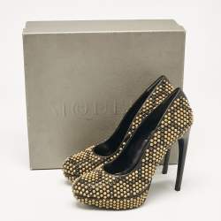 Alexander McQueen Black Leather Studded Platform Pumps Size 40