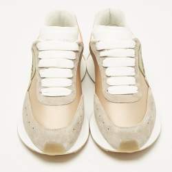 Pre Owned Alexander McQueen Pink Satin and Suede Sprint Runner Low-Top Sneakers Size 39