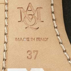 Pre Owned حذاء بوت كاحل ألكسندر ماكوين قماش محاك مطرز بالأسود والفضي مقاس 37