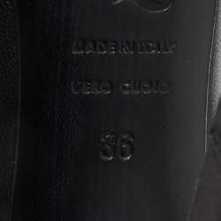 Pre Owned Alexander McQueen Black Leather Shiny Nappa Booties Size 36