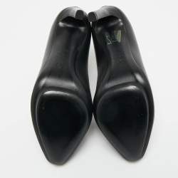 Pre Owned Alexander McQueen Black Leather Shiny Nappa Booties Size 36