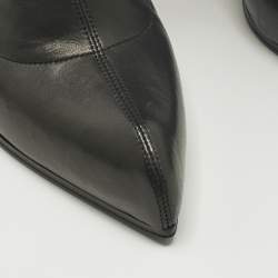 Pre Owned Alexander McQueen Black Leather Thigh High Boots Size 40