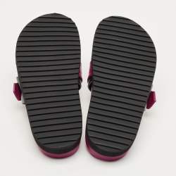 Pre Owned Alexander McQueen Pink/Black Ostrich Leg and Leather Flat Slides Size 38