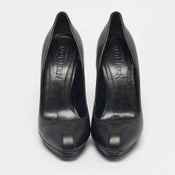 Pre Owned Alexander McQueen Black Leather Spikes Heel Pumps Size 40