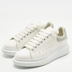 Pre Owned Alexander McQueen White Leather and Suede Oversized Low Top Sneakers Size 37