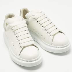 Pre Owned Alexander McQueen White Leather and Suede Oversized Low Top Sneakers Size 37