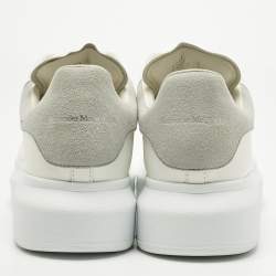 Pre Owned Alexander McQueen White Leather and Suede Oversized Low Top Sneakers Size 37