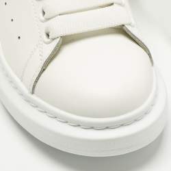 Pre Owned Alexander McQueen White Leather and Suede Oversized Low Top Sneakers Size 37
