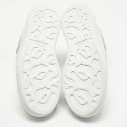 Pre Owned Alexander McQueen White Leather and Suede Oversized Low Top Sneakers Size 37