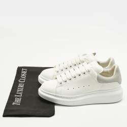 Pre Owned Alexander McQueen White Leather and Suede Oversized Low Top Sneakers Size 37
