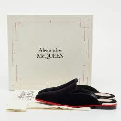 Pre Owned Alexander McQueen Black Velvet Ofelia Pointed Toe Flat Mules Size 36