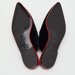 Pre Owned Alexander McQueen Black Velvet Ofelia Pointed Toe Flat Mules Size 36