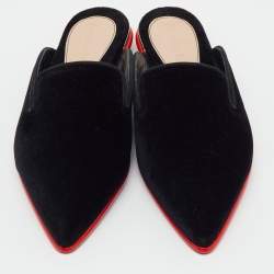 Pre Owned Alexander McQueen Black Velvet Ofelia Pointed Toe Flat Mules Size 36