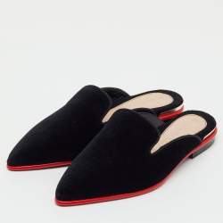 Pre Owned Alexander McQueen Black Velvet Ofelia Pointed Toe Flat Mules Size 36