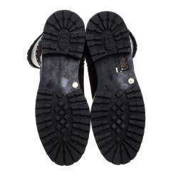 Pre Owned Alexander McQueen Black Suede Leather Studded Mid Calf Boots Size 39