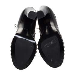 Pre Owned Alexander McQueen Black Leather Studded Ankle Boots Size 39.5