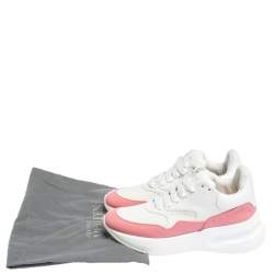 Pre Owned Alexander McQueen White/Pink Leather And Mesh Oversized Runner Low Top Sneakers Size 40