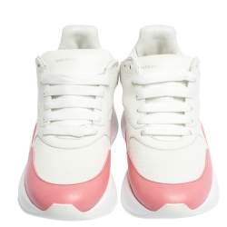 Pre Owned Alexander McQueen White/Pink Leather And Mesh Oversized Runner Low Top Sneakers Size 40