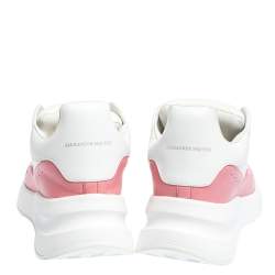 Pre Owned Alexander McQueen White/Pink Leather And Mesh Oversized Runner Low Top Sneakers Size 40