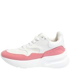 Pre Owned Alexander McQueen White/Pink Leather And Mesh Oversized Runner Low Top Sneakers Size 40