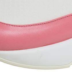 Pre Owned Alexander McQueen White/Pink Leather And Mesh Oversized Runner Low Top Sneakers Size 40