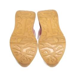 Pre Owned Alexander McQueen White/Pink Leather And Mesh Oversized Runner Low Top Sneakers Size 40