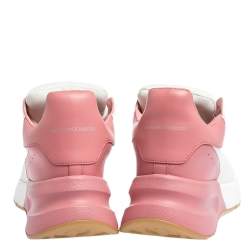 Pre Owned Alexander McQueen White/Pink Leather And Mesh Oversized Runner Low Top Sneakers Size 40