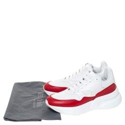 Pre Owned Alexander McQueen White Leather And Mesh Lace Up Sneakers Size 39