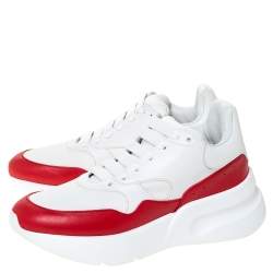 Pre Owned Alexander McQueen White Leather And Mesh Lace Up Sneakers Size 39