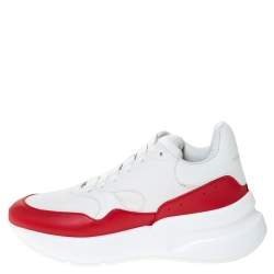 Pre Owned Alexander McQueen White Leather And Mesh Lace Up Sneakers Size 39