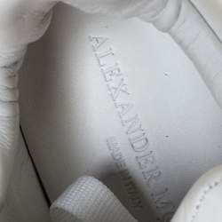 Pre Owned Alexander McQueen White Leather And Mesh Lace Up Sneakers Size 39