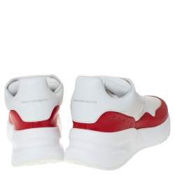 Pre Owned Alexander McQueen White Leather And Mesh Lace Up Sneakers Size 39