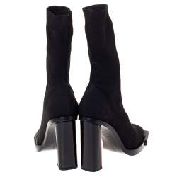 Pre Owned Alexander McQueen Black Stretch Knit New Hybrid Ankle Booties Size 38 