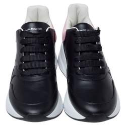 Pre Owned Alexander McQueen Black/Pink Leather Larry Low Top Sneakers Size 41