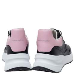 Pre Owned Alexander McQueen Black/Pink Leather Larry Low Top Sneakers Size 41
