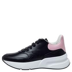Pre Owned Alexander McQueen Black/Pink Leather Larry Low Top Sneakers Size 41