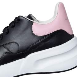 Pre Owned Alexander McQueen Black/Pink Leather Larry Low Top Sneakers Size 41