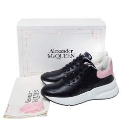 Pre Owned Alexander McQueen Black/Pink Leather Larry Low Top Sneakers Size 41