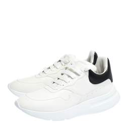 Pre Owned Alexander McQueen White/Black Leather Larry Low Top Sneakers Size 46