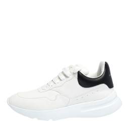 Pre Owned Alexander McQueen White/Black Leather Larry Low Top Sneakers Size 46
