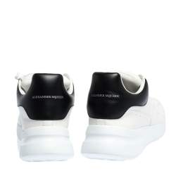 Pre Owned Alexander McQueen White/Black Leather Larry Low Top Sneakers Size 46