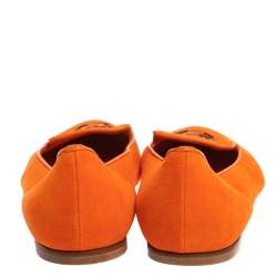 Pre Owned Alexander McQueen Orange Suede Leather Sequin Embellished Smoking Slippers Size 39.5 