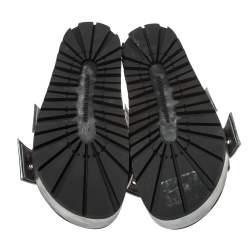 Alexander McQueen Metallic Grey Leather Birkenstock Rivet Bow Tie Slide Sandals Size 38.5