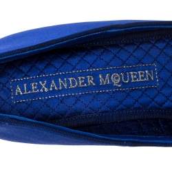 Pre Owned Alexander McQueen Electric Blue Satin Heart Pointed Toe Pumps Size 37